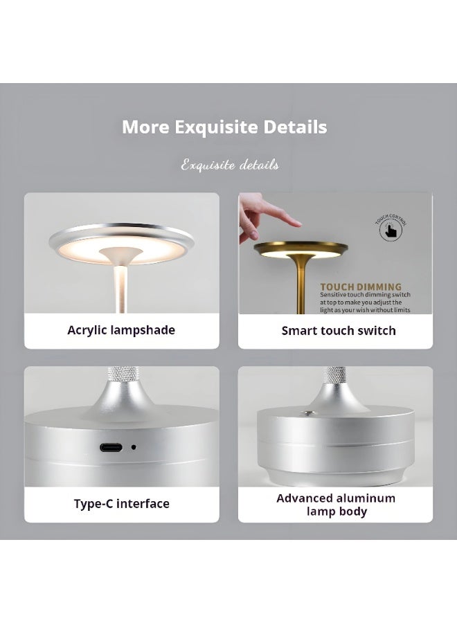 MODI Modern Minimalist Table Lamp, 13cm x 28.5cm Small Desk Lamp with 3-Color Stepless Dimming & Touch Control, Dimmable LED Lamp for Bedroom Bar Restaurant Decor, Eye-caring Portable Lighting for Home Office Camping - Image 4